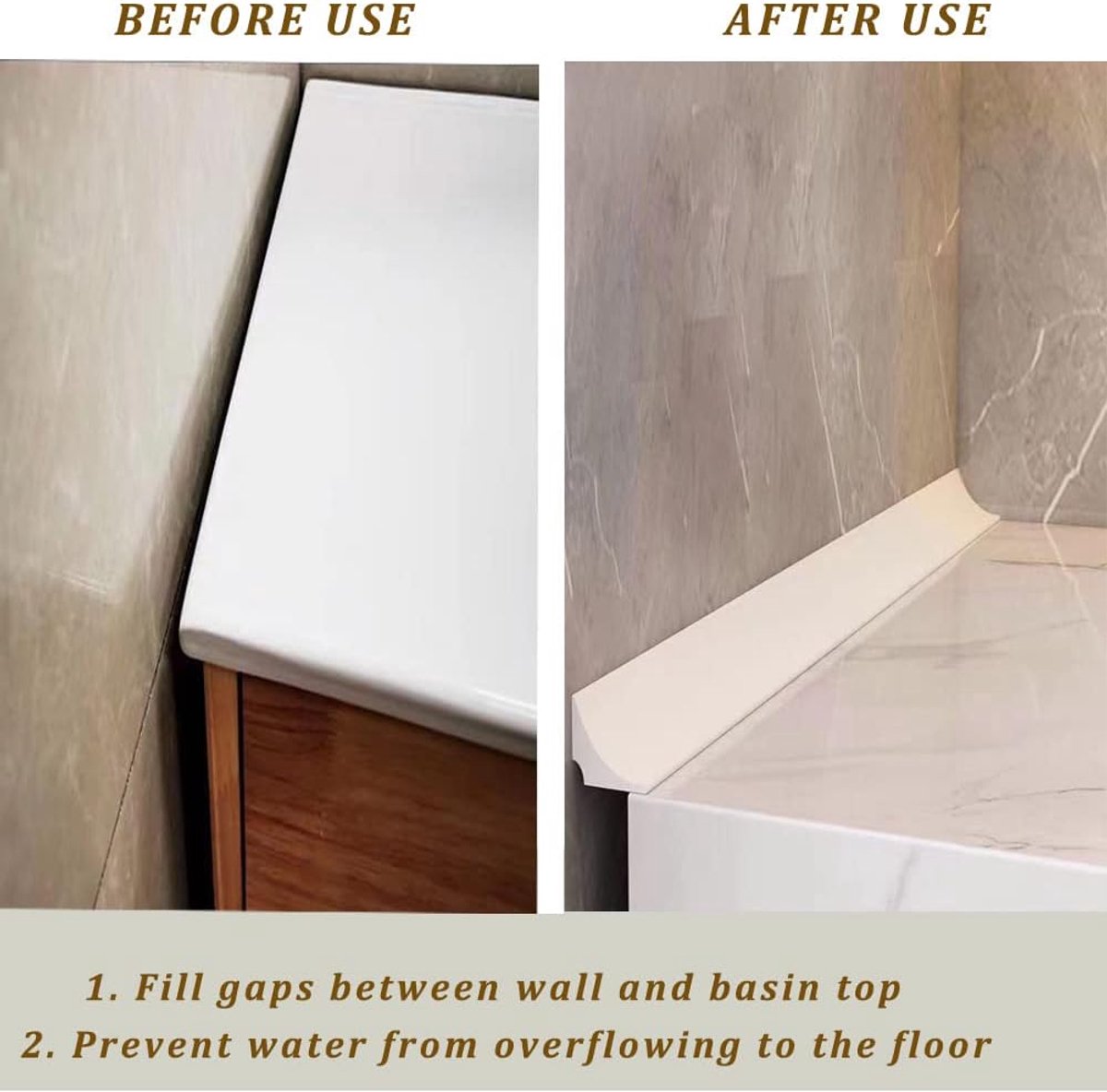 Shower Water Stopper - 1 m - T-type Shower Strip - Water Stopper - Self-Adhesive Sealant Edge - Sanitary Water Stopper - for kitchen and bathroom, shower — image 6