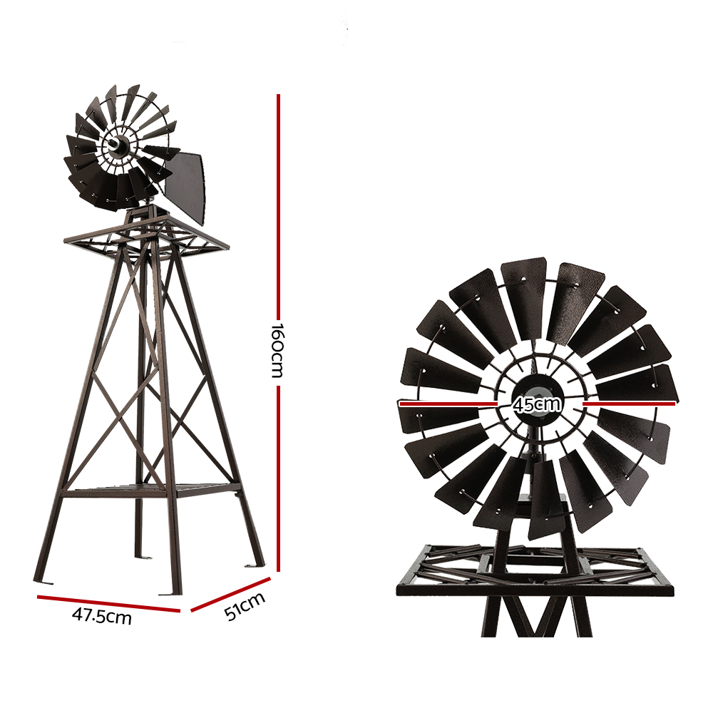 Garden Windmill 160cm Metal Ornaments Outdoor Decor Ornamental Wind Mill — image 2