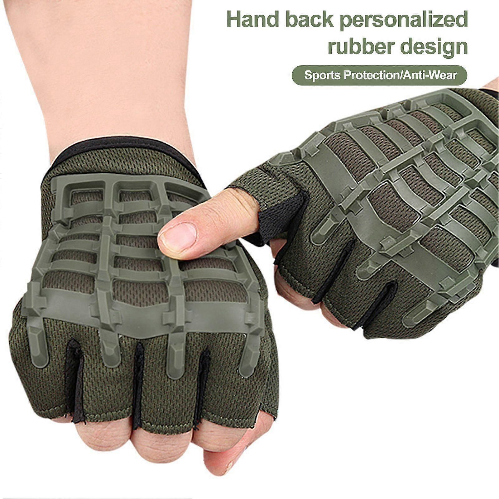 1 Pair Half Finger Fitness Gloves with Wrist Support, Non-Slip Breathable Gym Gloves for Weightlifting Strength Training Workout Sports Army Green โ image 5
