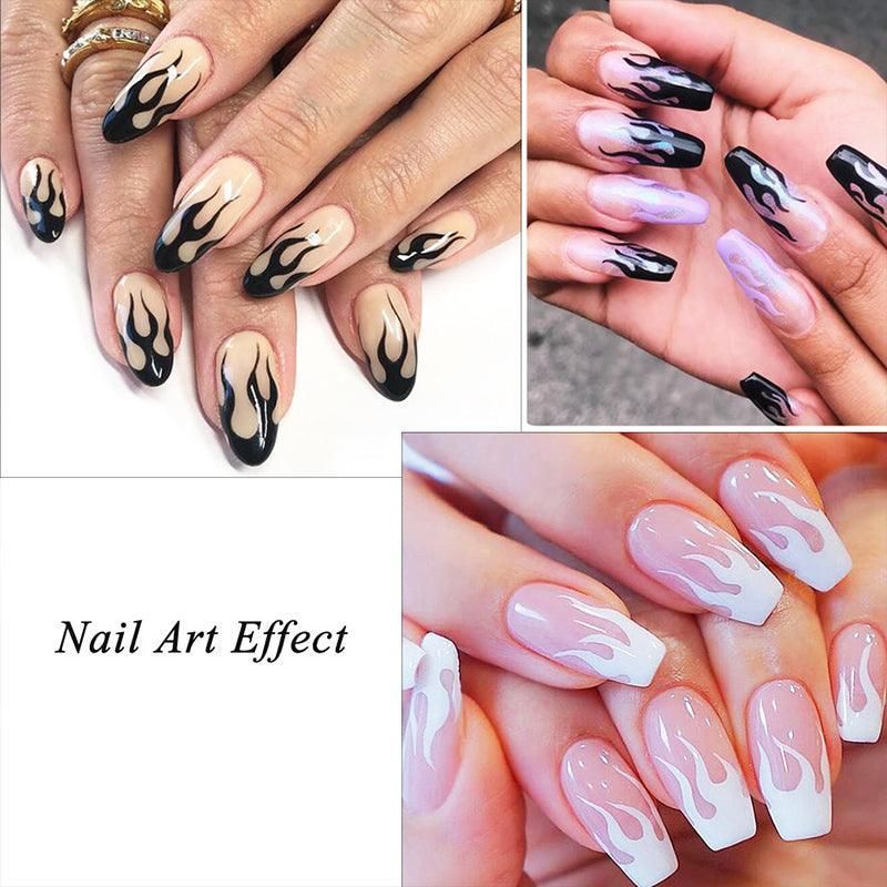 3D Flame Nail Stickers Fire Design Manicure Decals Self Adhesive Nail Art Sheet - Gold โ image 4