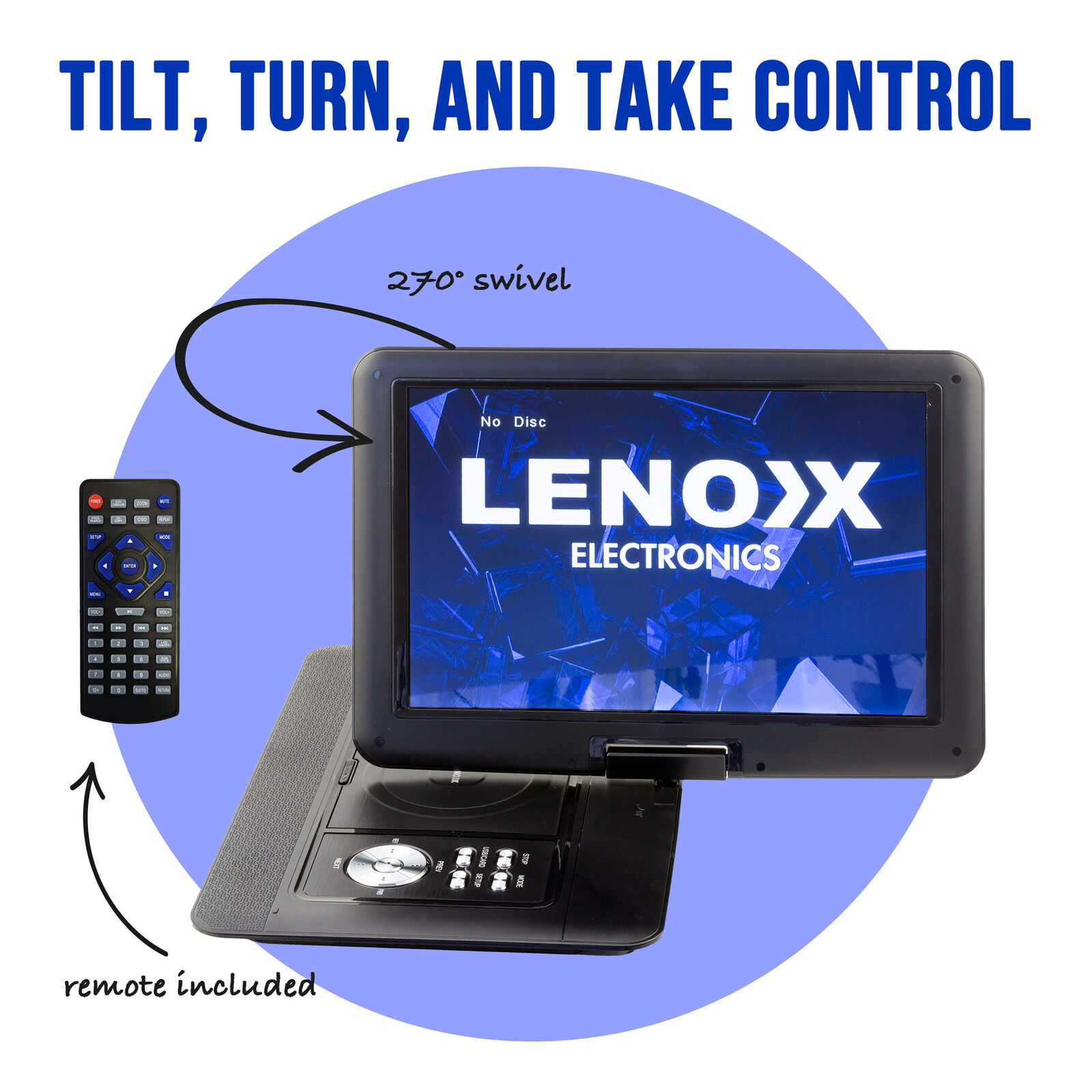 15.4" Swivel Portable DVD Player & Screen, Rechargeable Entertainment — image 5