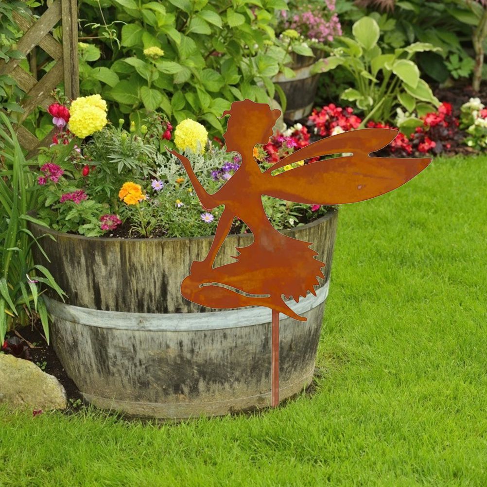 Decorative Garden Stakes Fairy Silhouette Metal Yard Stakes Arts Outdoor Garden Decor Spring Decor — image 5