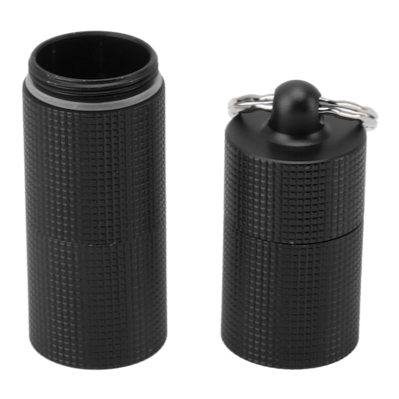 Keychain Medicine Holder Case 3 Compartment Waterproof Metal Travel Tablet Capsule Holder for Outdoor Black โ image 4