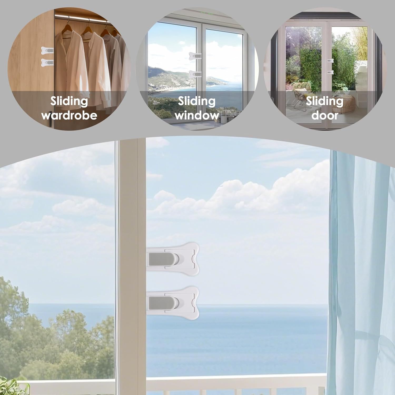 2 PCS Sliding Door Locks,Slide Closet Doors Window Stoppers for Windows,Closets,Cabinets,Sliding Glass Door — image 6