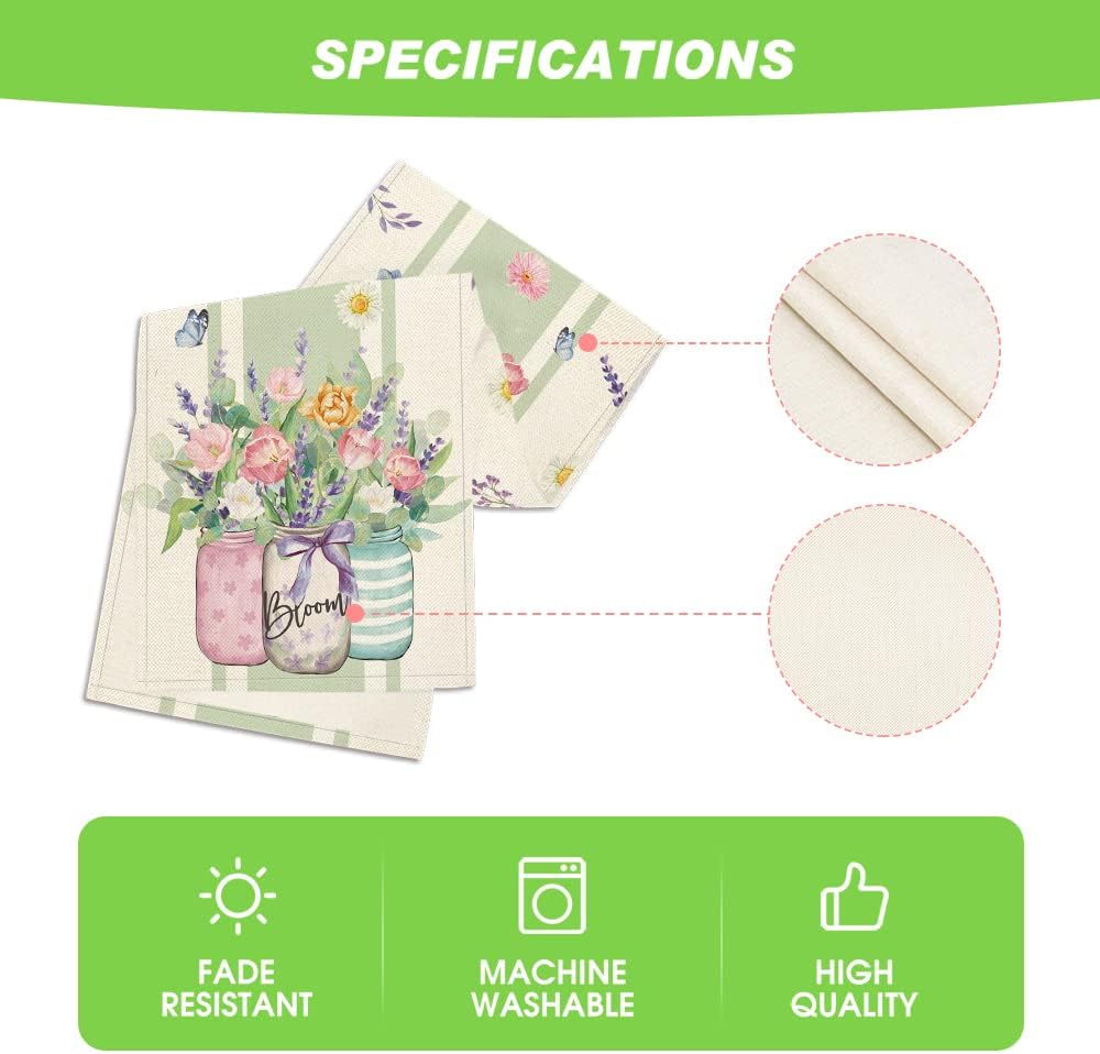 Vase Bloom Tulip Lavender Summer Table Runner, Seasonal Spring Kitchen Dining Table Decoration for Home Party Decor 13 × 72 Inch — image 5