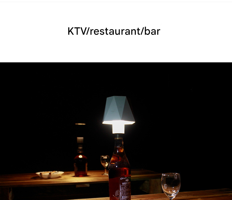 Triangular black Cordless LED Bottle Lamp - Rechargeable Touch-Control Table Light with 3 Color Modes for Bar & Home Decor — image 5