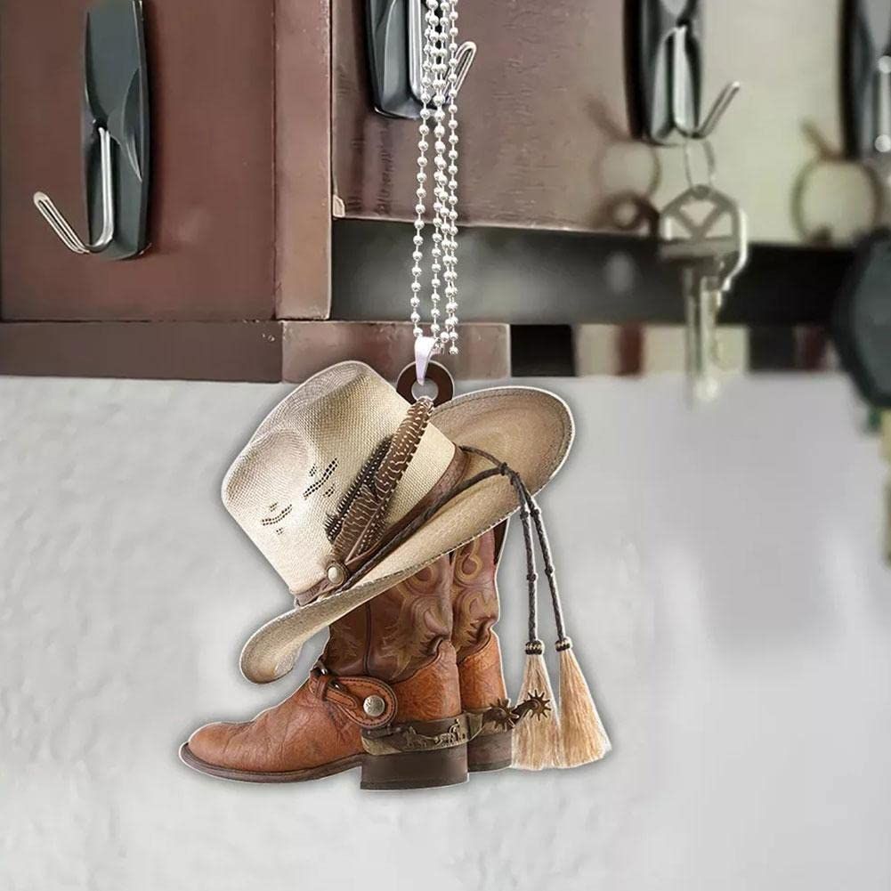 Cowboy Ornament, Cowboy Gifts, Cowboy Boots and Hat Car Ornaments Personalized Christmas Tree Hanging Gifts — image 3