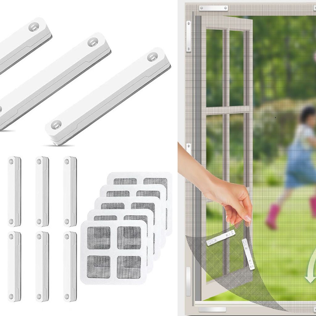 6 Sheets Window Screen Repair Kit Sticky Fine+12PCS Magnetic screen window buckle Screen Mesh Patch Repair Kit, Screen Door — image 2