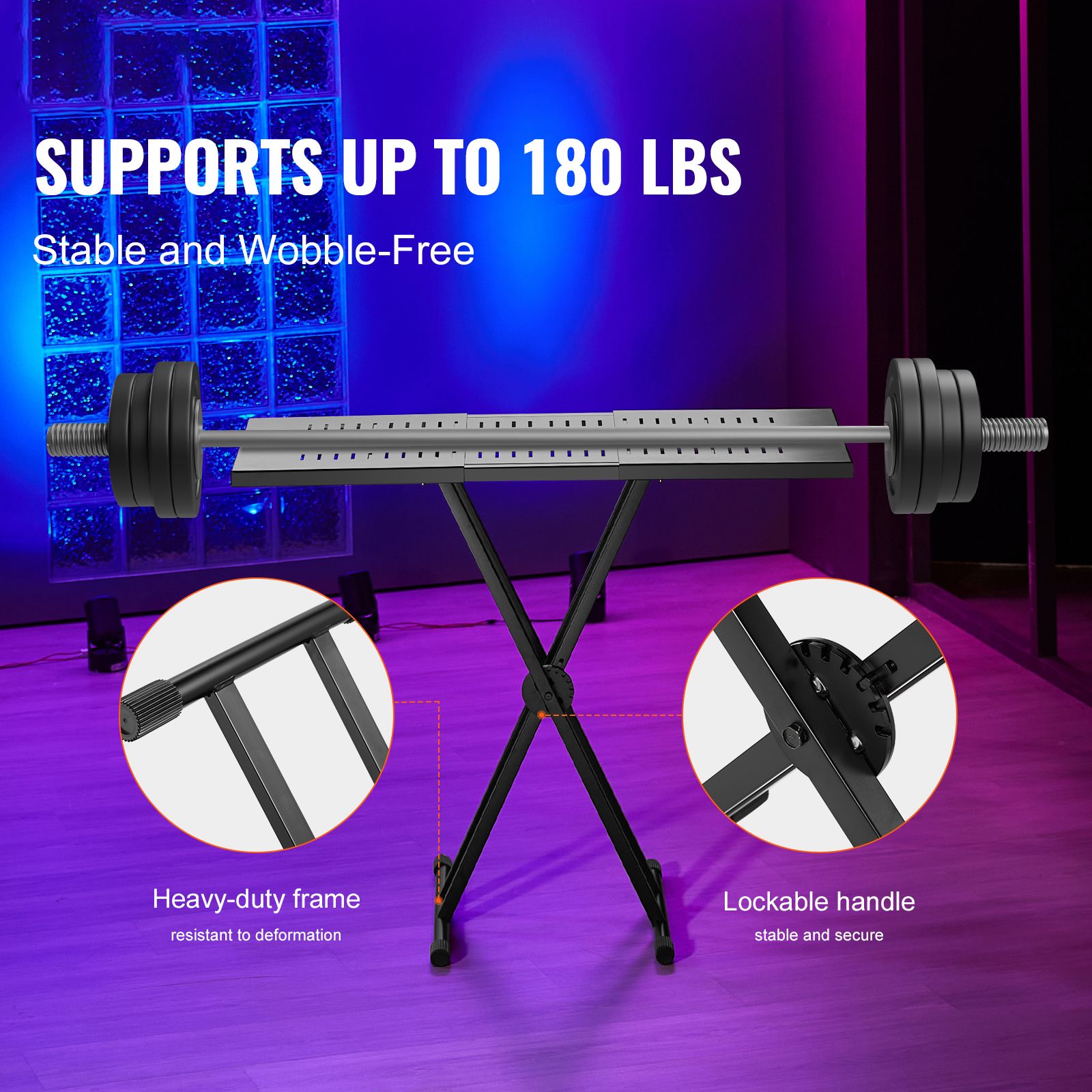 DJ Table Stand, (820-1095)x465 mm Portable DJ Laptop and Controller Stand, Lightweight DJ Desk DJ Booth Adjustable Height DJ Stand, Foldable Double-X Keyboard โ image 2