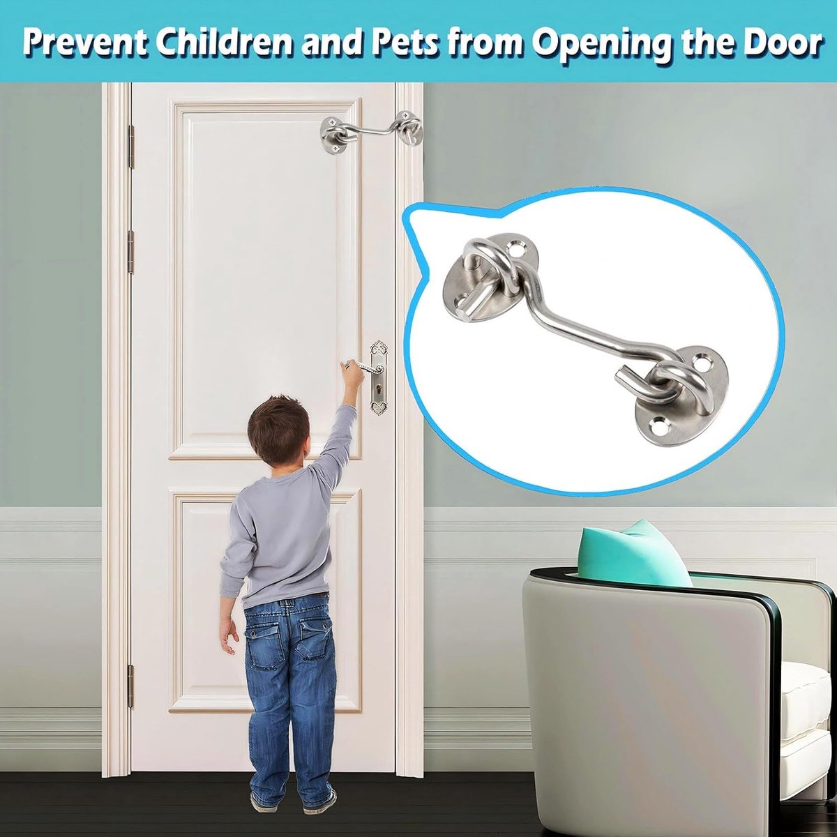 2 pieces - Wind hook - 3 inch - Wind hooks - Door hinges - Door bolt - Hinge - barn door hook - hook and eye bolt - cabin hooks and eye bolt - swivel window โ image 2