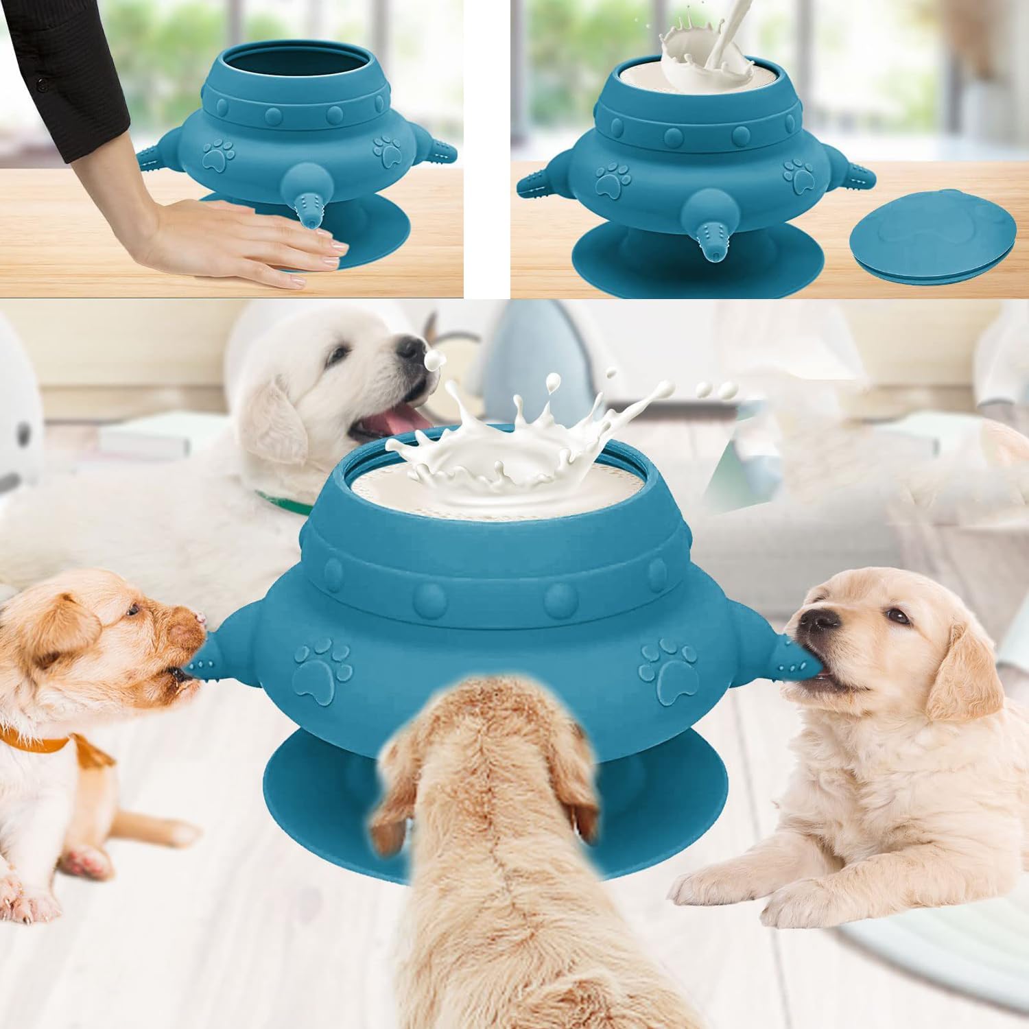 4 Teat Puppy Kitten Feeder Blue for Newborn Pets — image 5