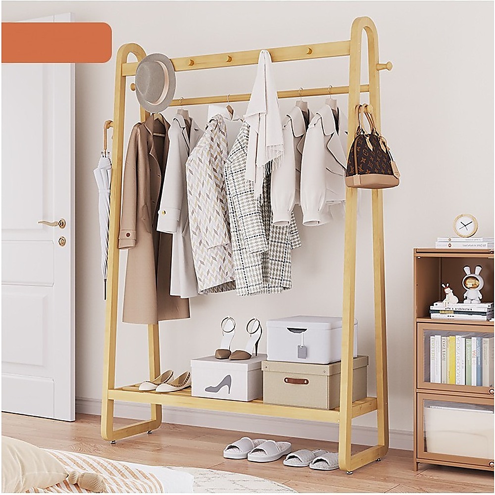 Wood 160x100cm Clothes Rack Slim Stylish Space Saving โ image 3