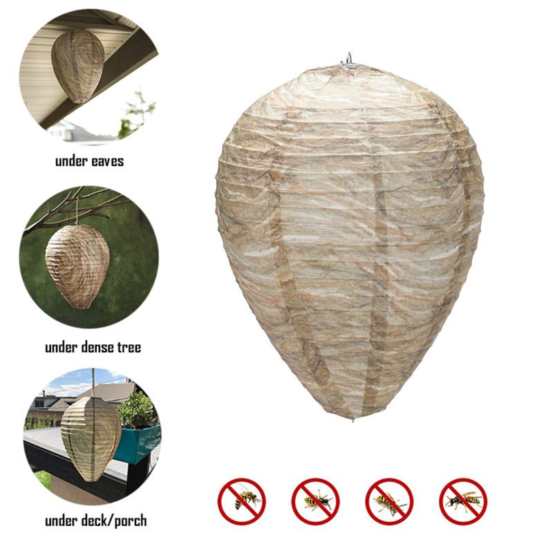 Paper Wasp Nest Decoys Hanging Wasp Deterrent Wasp Nest Decoy for Hornets Yellow Jackets 22 × 28CM