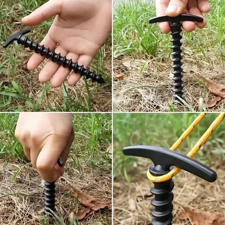 Outdoor Camping Screw Stakes For Camping Hiking Tent 10pcs - 10 Pcs Blacks โ image 6