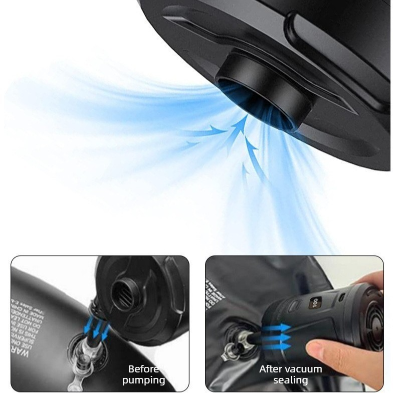 Outdoor Camping Digital Electric Air Pump, 5200mAh Built-in Battery, for Air Mattresses and Swim Rings - Black — image 6