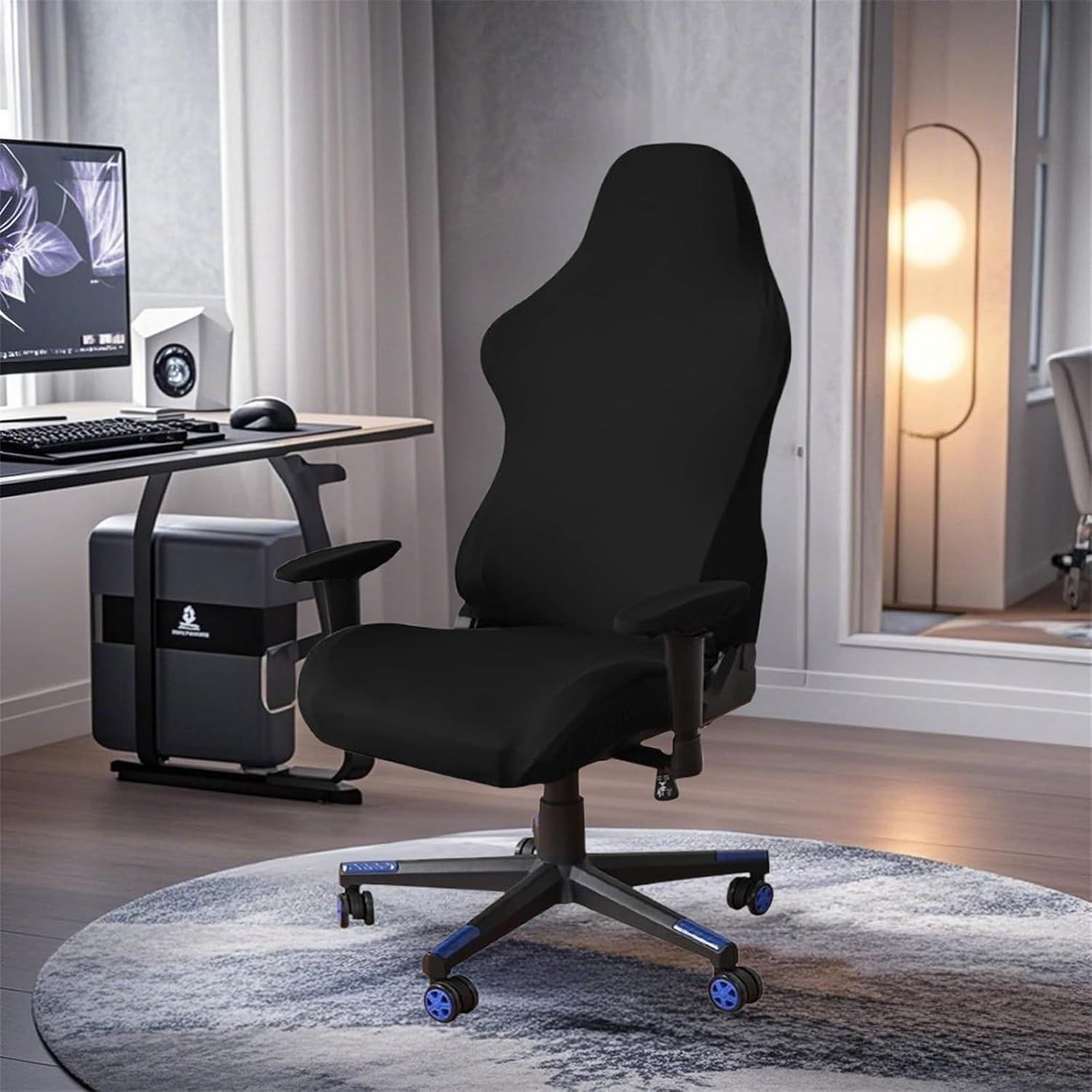 Cloth Stretch Polyester Chair Cover for Reclining Racing Gaming Chair (Only Chair Covers) (Black) — image 5