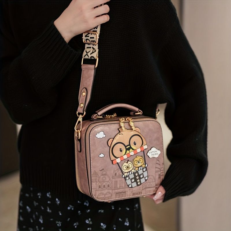 Cartoon Crossbody Bag Cute Handbag High-Quality Bag Australia Stylish Accessory - Brown - Size L — image 4