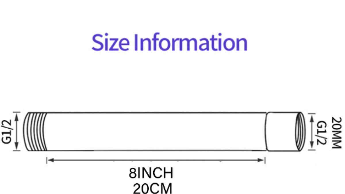 Shower arm extension - Hand shower arm extension pipe - universal shower component - 20cm - silver - Easy installation - Universal connection - Rain shower arm — image 4