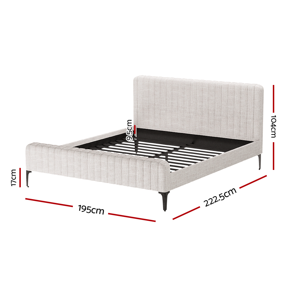Artiss Bed Frame King Size Beige AMMY โ image 2