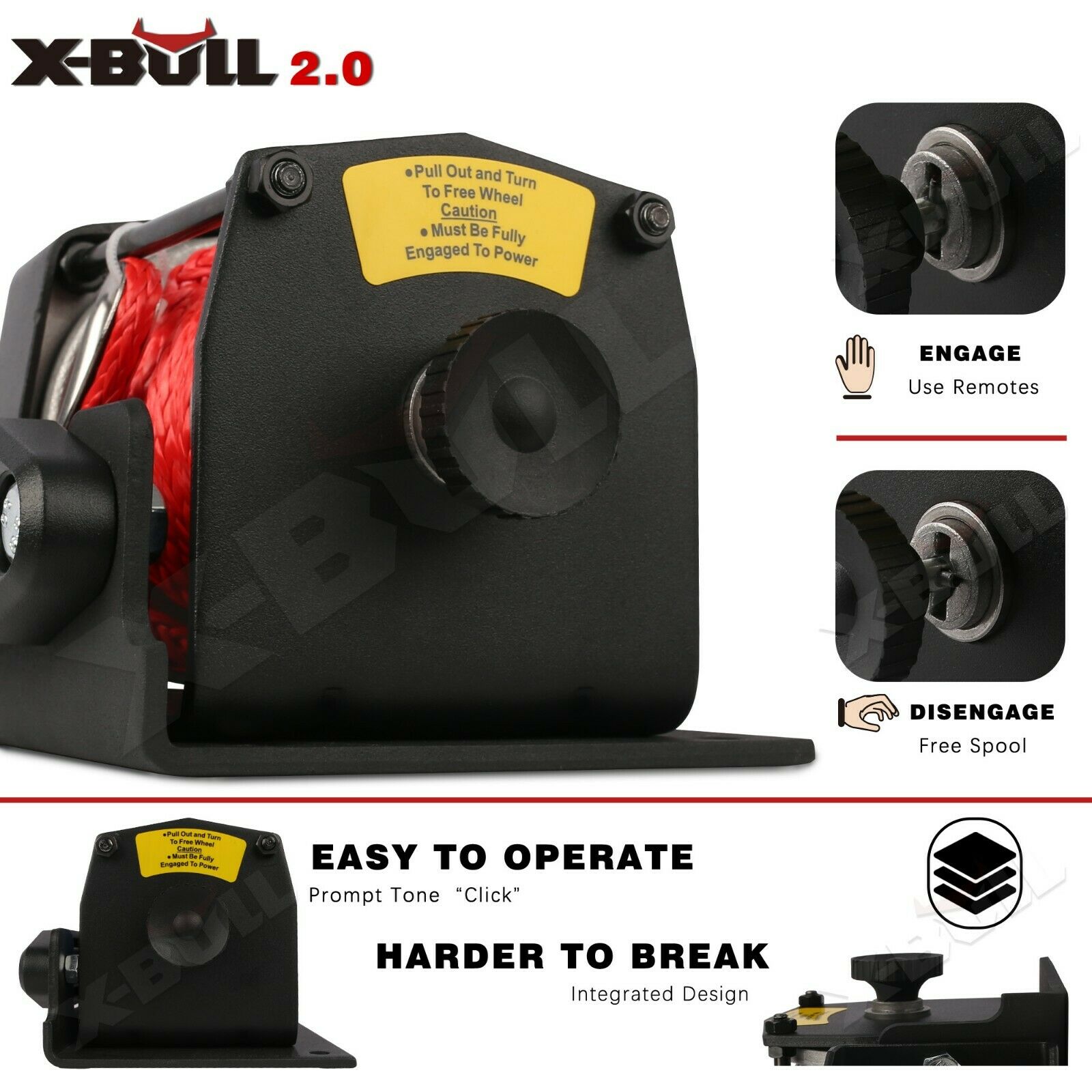 X-BULL 12V Electric Winch Boat 3000LBS Synthetic Rope Wireless Remote ATV 4WD 2 Units โ image 6
