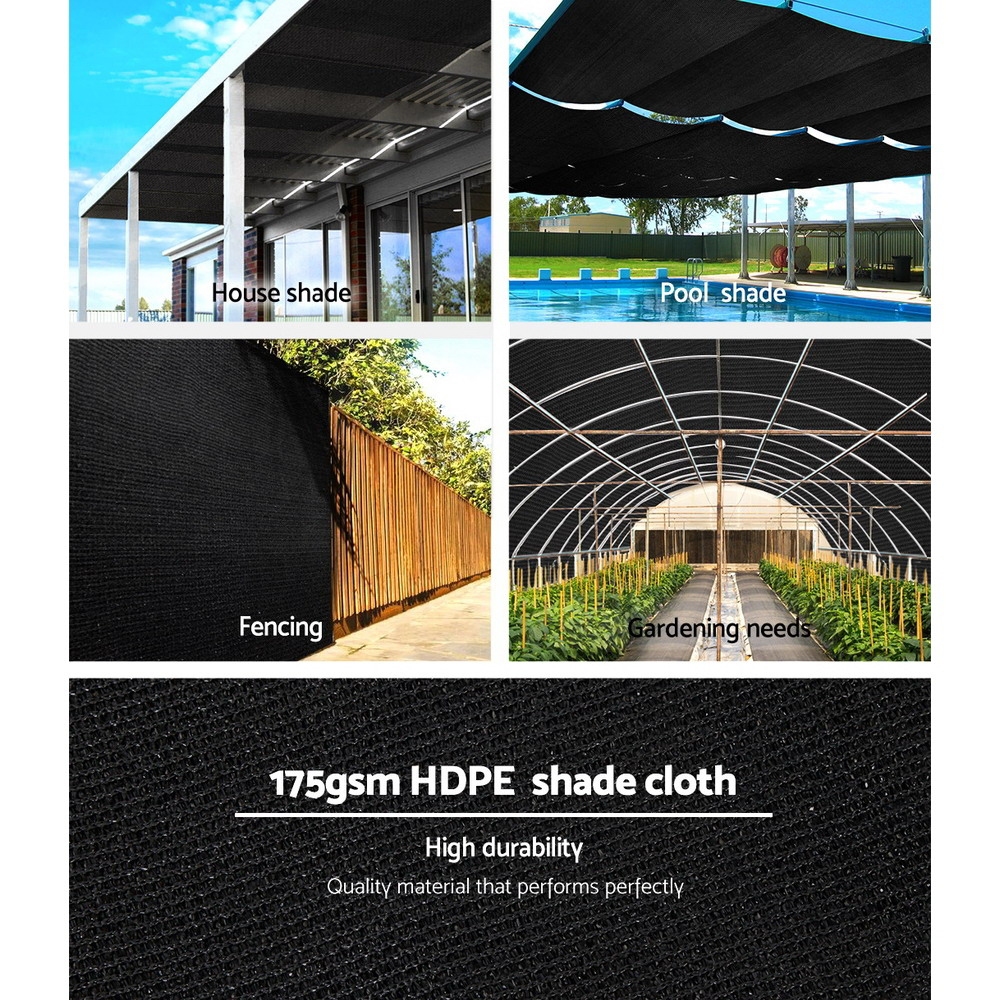 Instahut 70% Shade Cloth 3.66 × 30m Shade Cloth Sail Heavy Duty Shadecloth Garden Mesh Roll BK — image 4