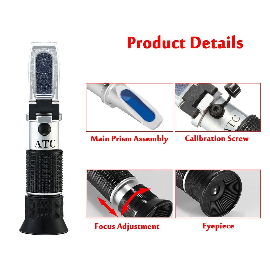 Wine Refractometer,V-Resourcing Hand Held Brix/Alcohol Refractometer with ATC for Wine Making Homebrew Kit, Dual Scale — image 3