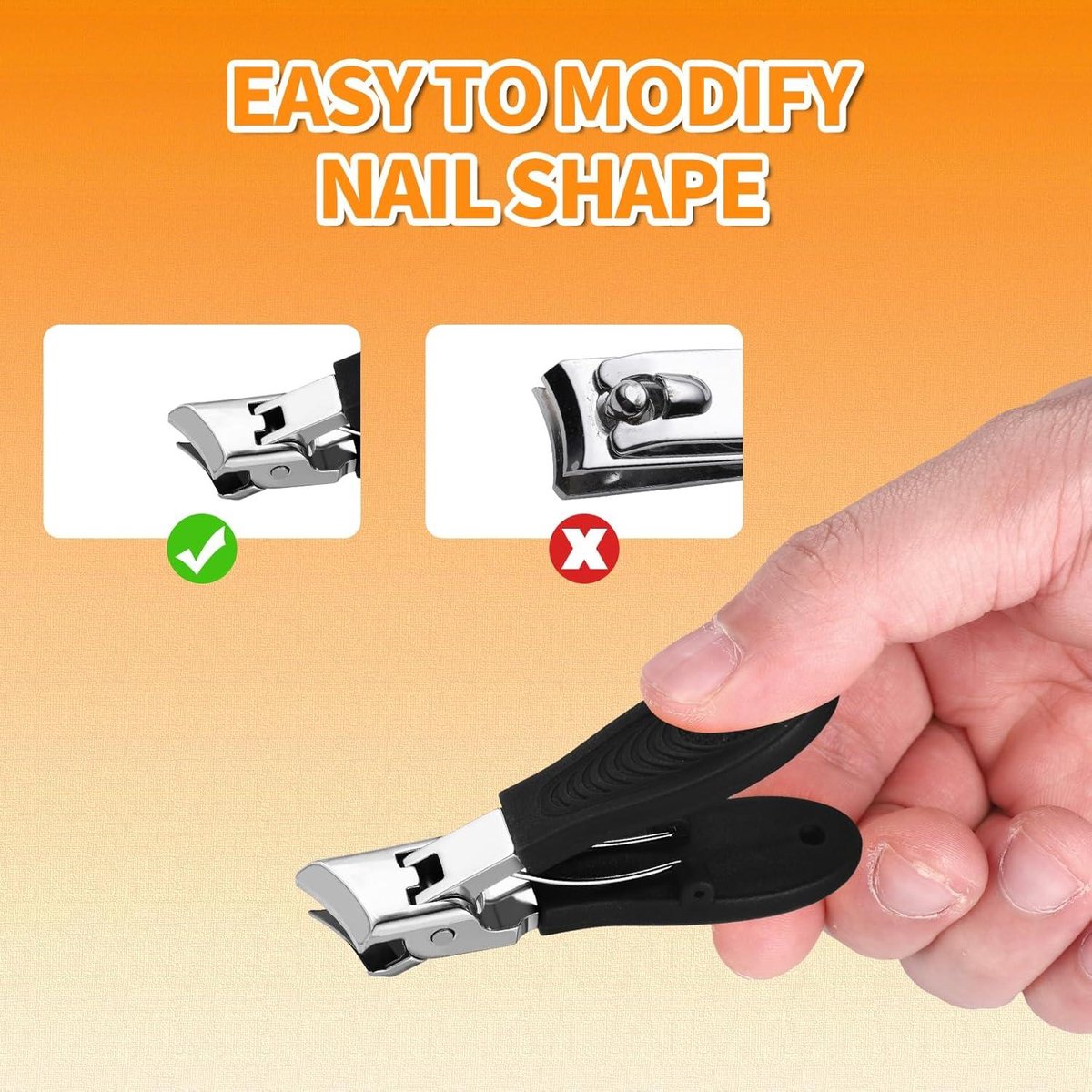 Wide nail clippers 78 x 19 cm - Anti-splash angled nail clippers with wide opening - Nail clippers for hands and feet - Pedicure and manicure tool for men and โ image 2