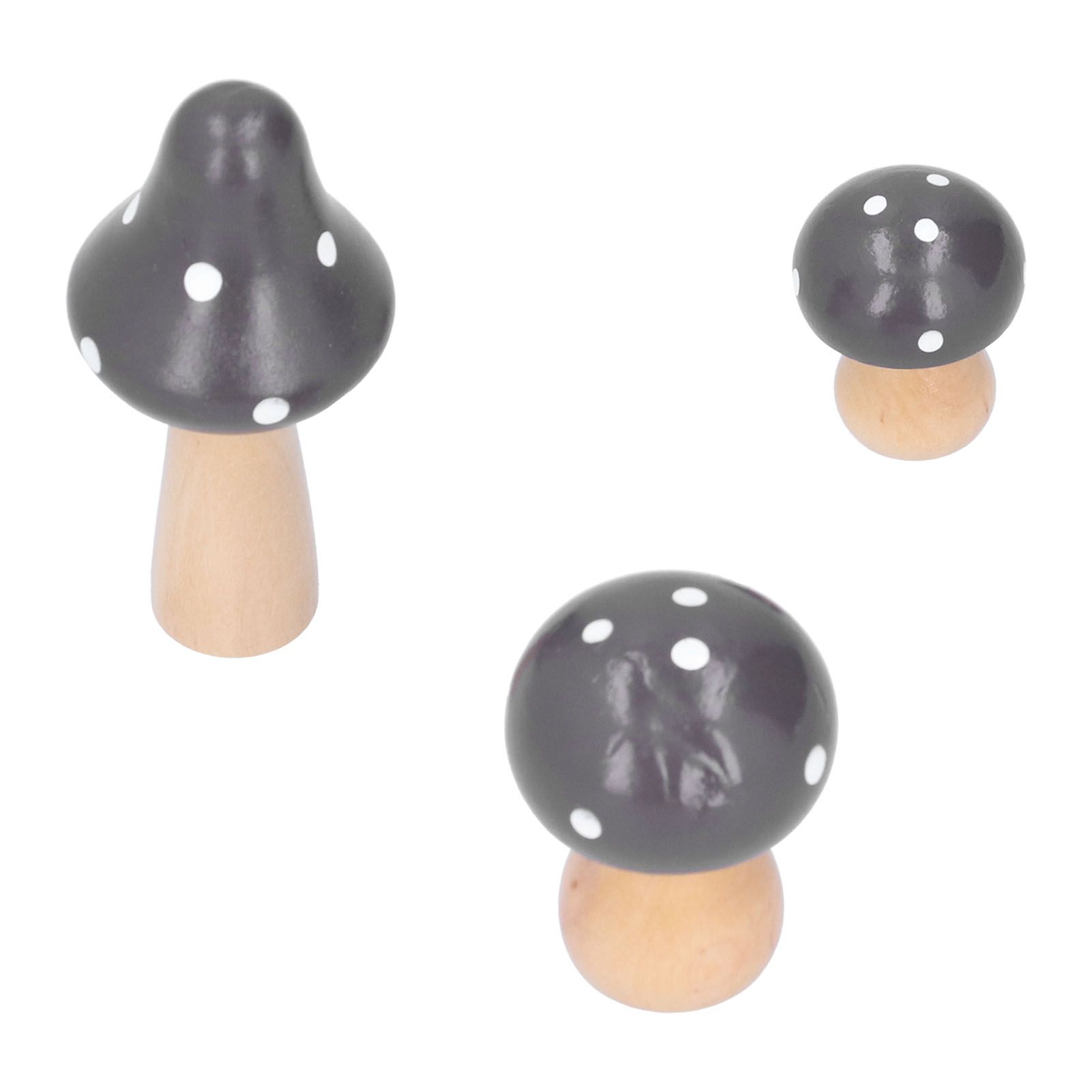 3Pcs/Set Mushroom Crafts Innovative Cute Wooden Ornaments Home Office Desktop DecorationBrown — image 5