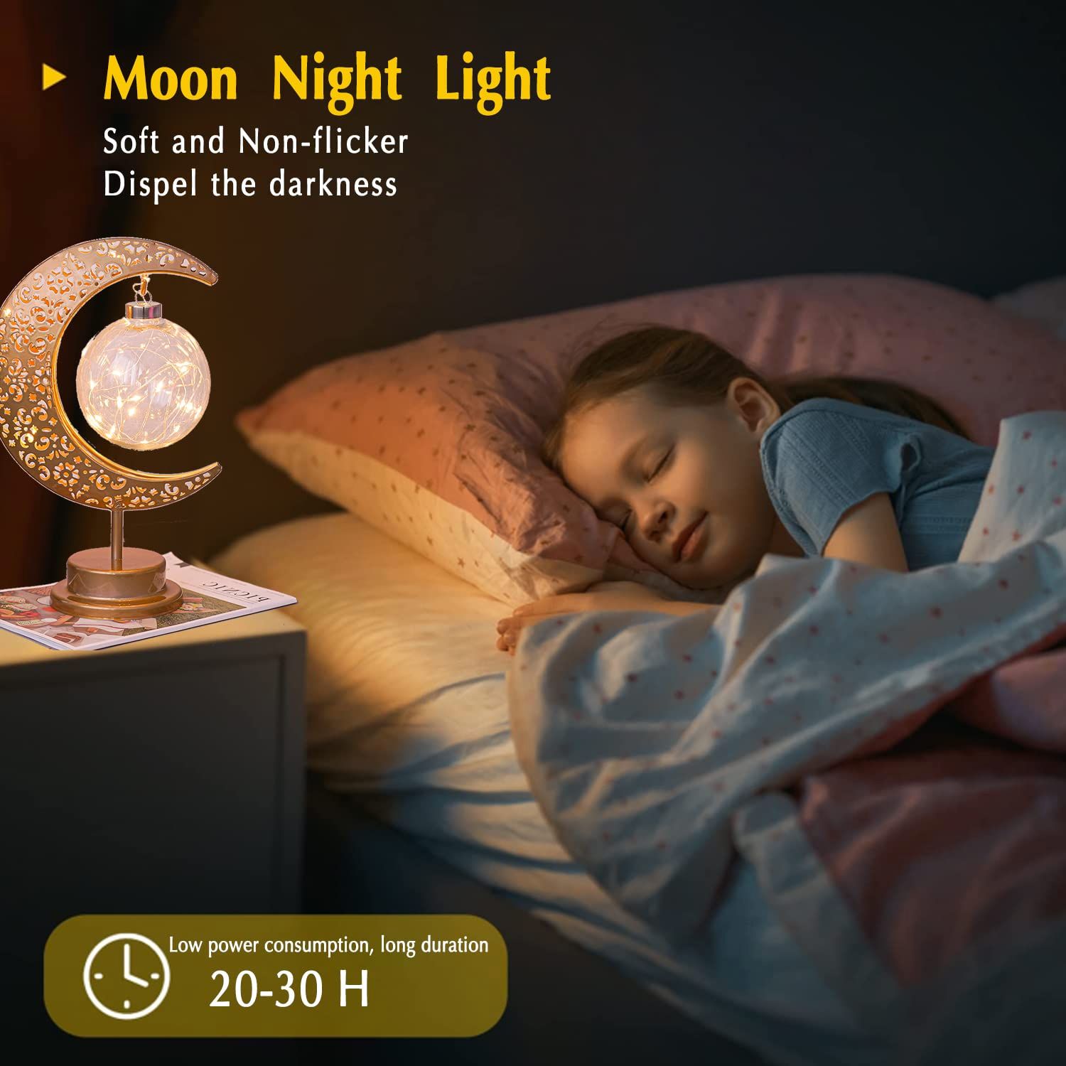 Moon Lamp, Enchanted Lunar Lamp, Ramadan Decorations Lamp for Bedroom, Magic Kids Night Lights, Crescent Moon Light — image 3
