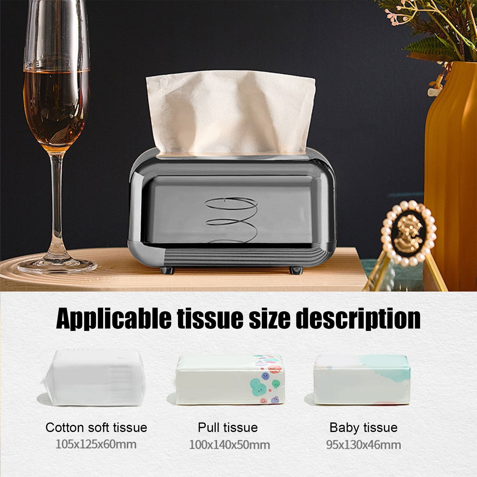 Tissue Box Cover Square 6x4x5" - Acrylic Tissue Box Holder, Elegant Tissue Holder & Napkin Dispenser for Home - Modern Kleenex Box Covers for Office — image 4
