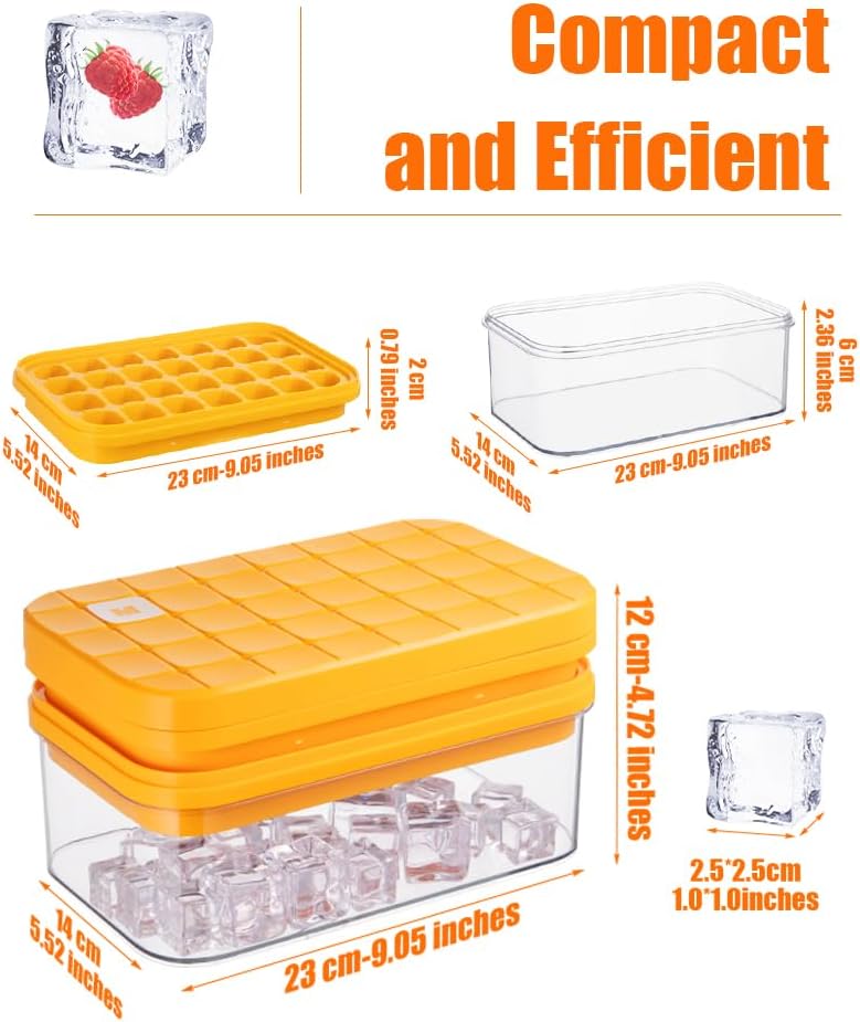 Ice Cube Tray with Lid&Bin, Ice Cube Mold with 56 Cubes, Stackable Ice Trays for Freezer with Easy-Release Silicone Bottom, for Drinks, Coffee, cocktail — image 2