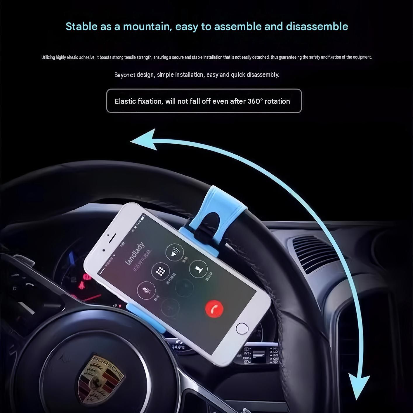 Steering Wheel Phone Mount Blue(Pack of 3)- ABS Plastic Car Phone Holder with Silicone Grip, Universal 4-6 Inch Smartphone Clip for Navigation, Hands-Free — image 5