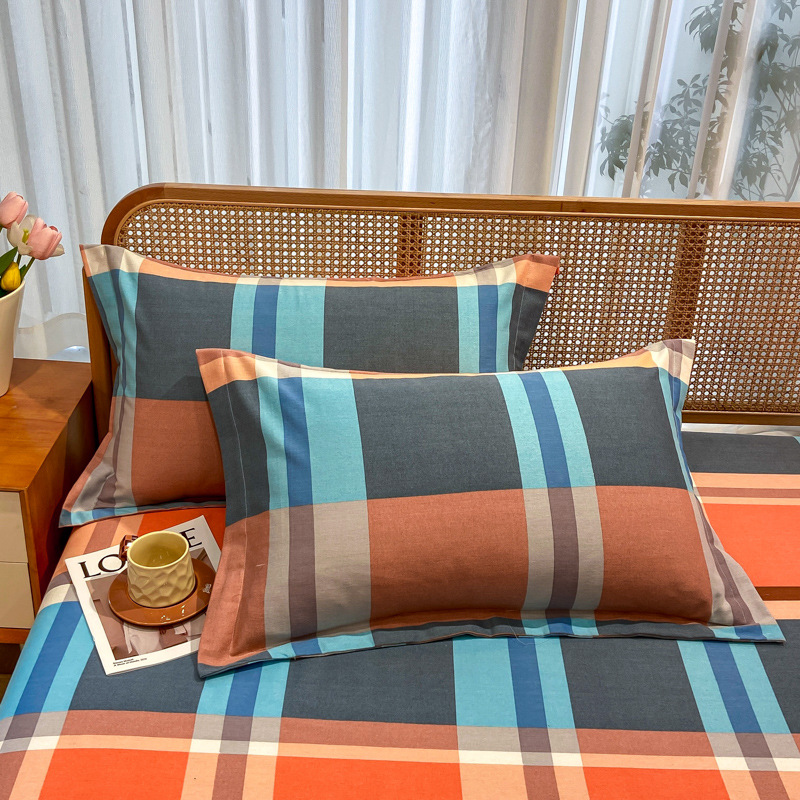 Comfortable cotton pillowcase, double-sided warm design, breathable and skin-friendly - Orange and Grey