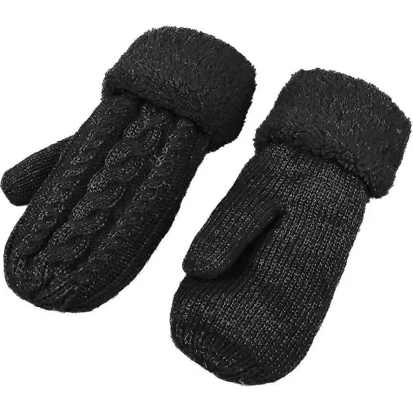 Thick Fleece Lined Warm Knitted Mittens for Women, Super Soft Thermal Winter Hand Warmers with Stretchy Elastic Wrist, One Size for Most Hand Shapes — image 5