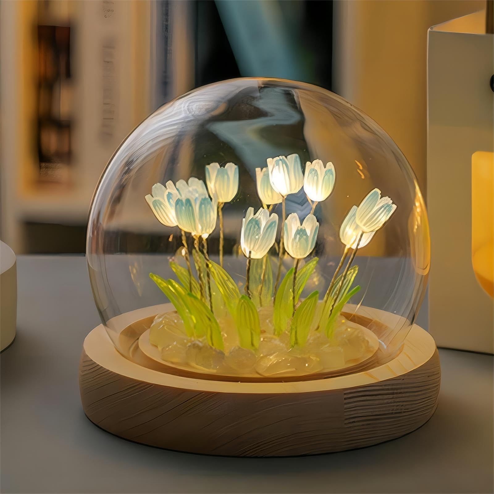 Tulip Lamp Handmade Flower Light Tulip Night Light Decorative Lamp Cute Night Light Cozy Lighting Atmosphere Decorative Lamp -Blue