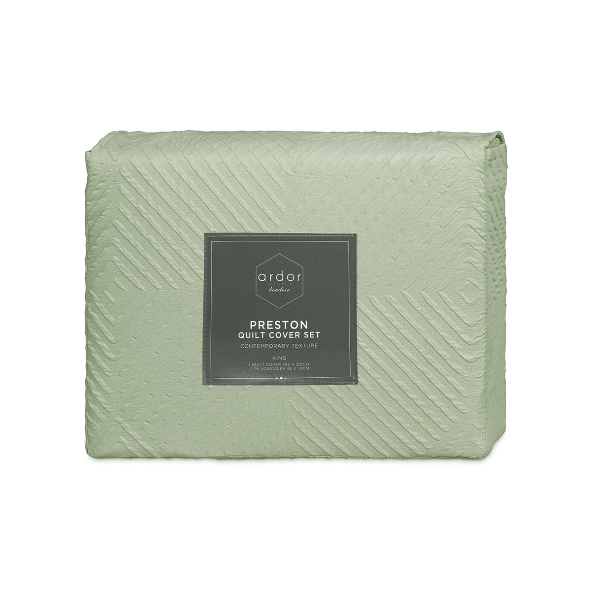 Ardor Preston Pale Green Embossed Quilt Cover Set Queen — image 5