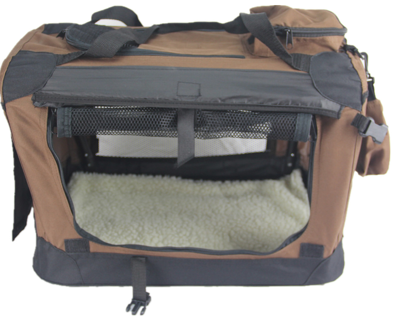 YES4PETS XL Foldable Soft Dog Puppy Cat Crate With Curtain-Brown โ image 3