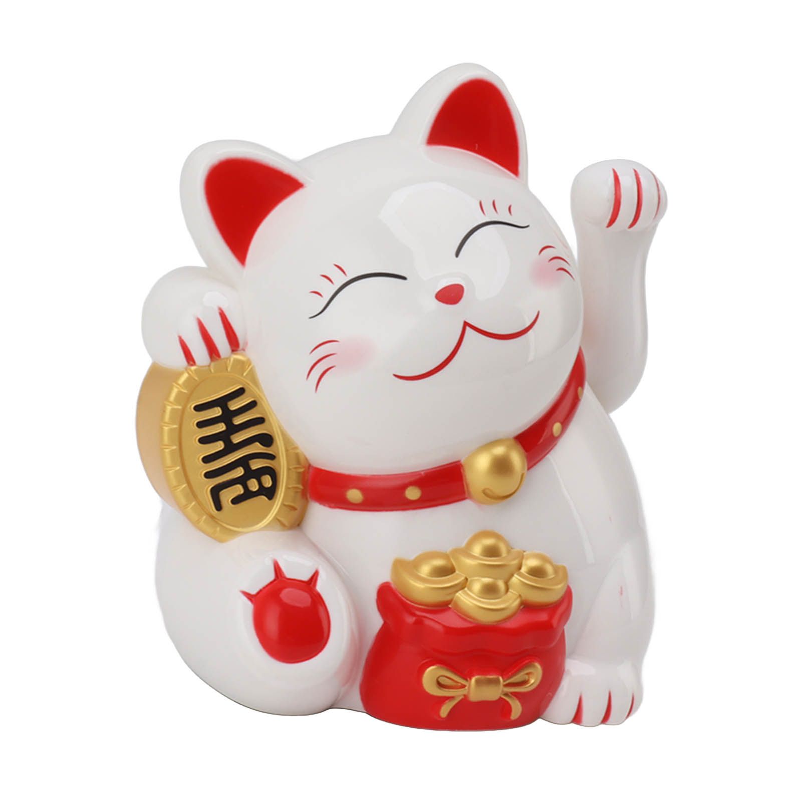 5.5in Electric Waving Arm Fortune Cat Decorative Cute Plastic Cat Ornaments for Cashier Desk MLY11020-1 White — image 2