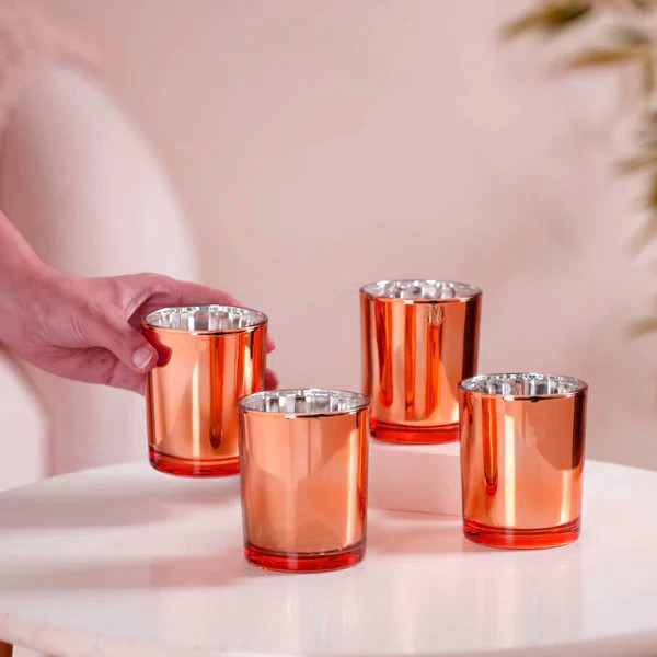40 Pack Copper Votive Tealight Candle Holders Valentines Day Mercury Wedding Decor Glass Candlestick Party Decorations Bridal Baby Shower Event โ image 2