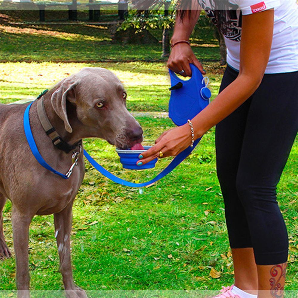 Multifunction Dog Leash with Food Water Dispenser Dog Traction Rope 3-in-1 Extendable Dog Leash Strong Wire Ropes Dog Leash Blue โ image 2