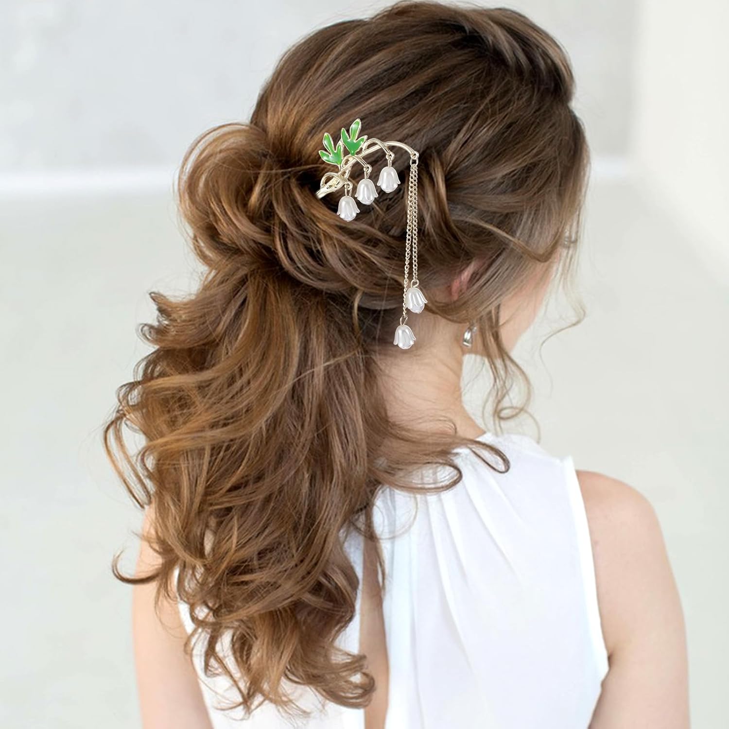 2PCS Chinese Hair Sticks,Lily of the Valley Hairpin Fringed Flowers Decor Hairstick for Women Headdress Fork for Women Hanfu Accessories — image 3