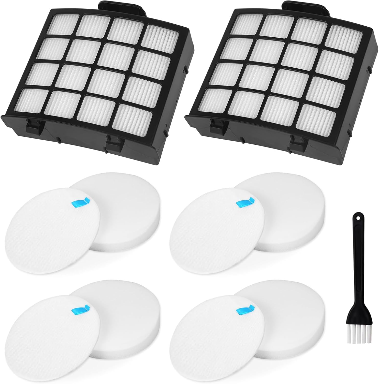 AZ2002 Vacuum Filter Replacement for Shark AZ2000 AZ2000W AZ2002 UV2500 Vertex DuoClean PowerFin Upright Vacuum, 2 Post-Motor Filters, 4 Foam Felt Filters