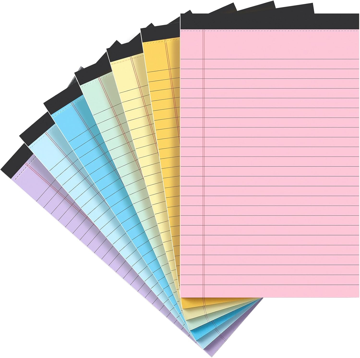 Small Note Pads 5x8, [7 Pack] Colorful College Narrow Ruled Legal Pads,Micro Writing Pads Perforated Lined Note Paper for Study, Office, To-Do Lists, 30