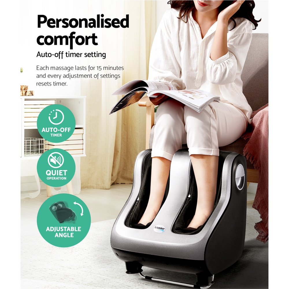 Livemor Foot Massager Shiatsu Massagers Electric Roller Calf Leg Kneading Silver โ image 6