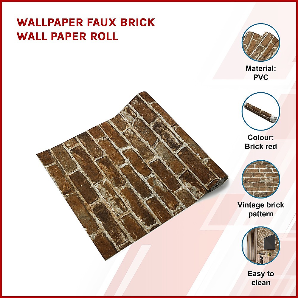 Wallpaper Faux Brick Wall Paper Roll โ image 3
