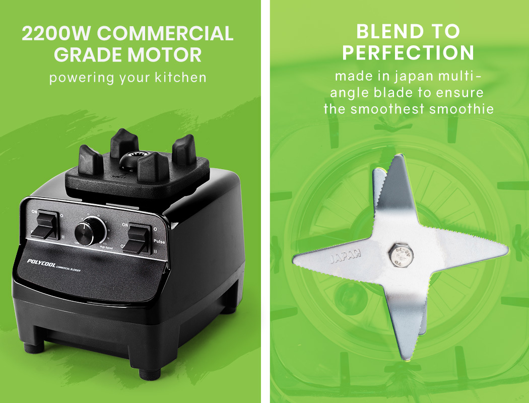 POLYCOOL 2L Commercial Blender Mixer Food Processor Smoothie Ice Crush Black — image 2