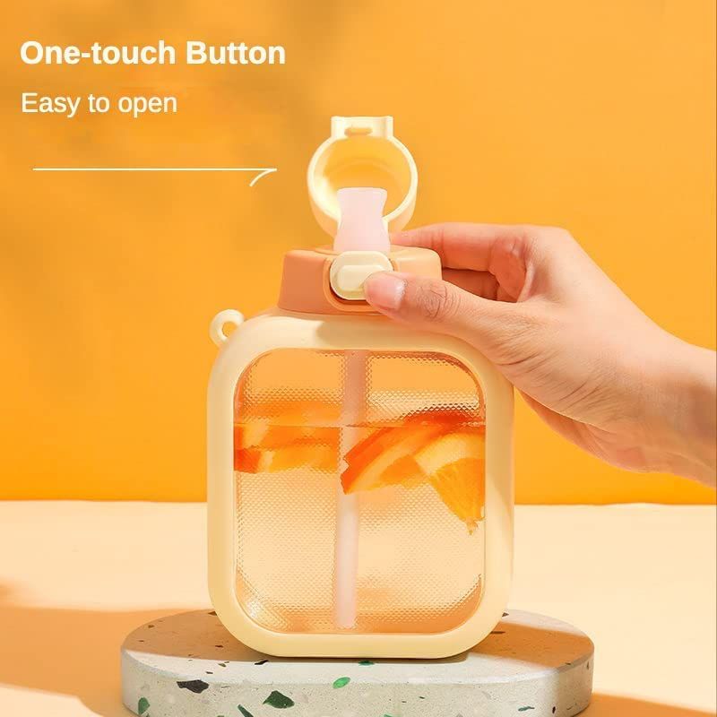 Water Bottle with Straw Leak-Proof Cute Water Bottles BPA-free Plastic Portable Drinking Bottle for Girls (Orange, 700ml) — image 5