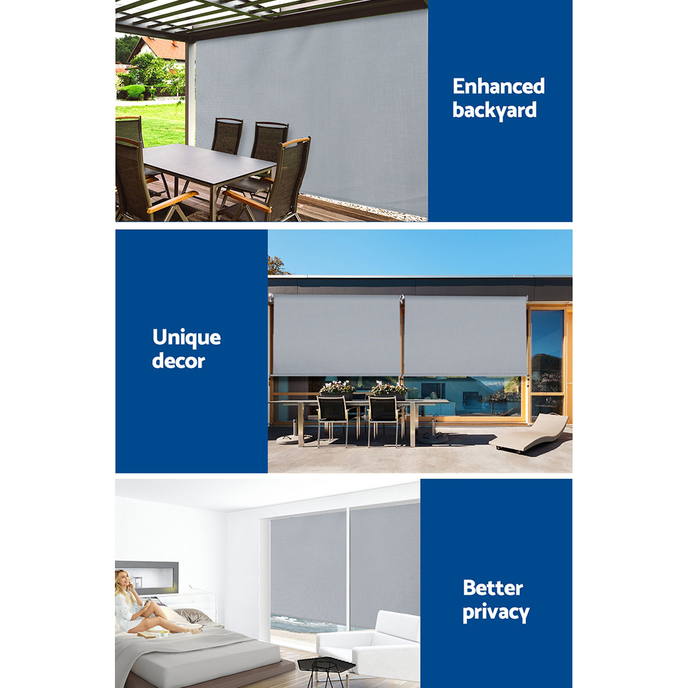 Instahut 3X2.5M Outdoor Blinds Awning Roll Down Screen Fabric Blinds Outdoor Window Shade Grey — image 5