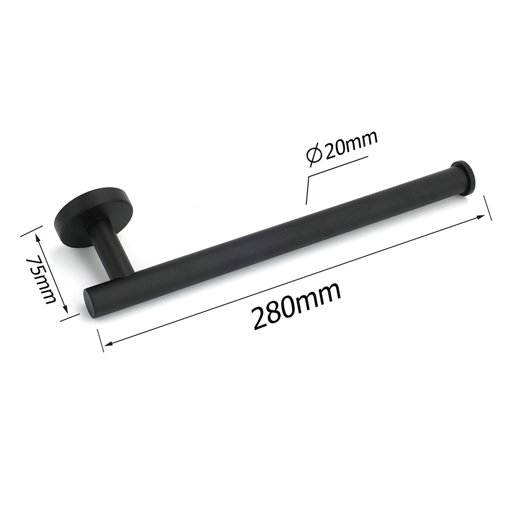 Bathroom Matt Black Round Towel Rack Holder Hook Clothes Hanger Stainless Steel — image 2
