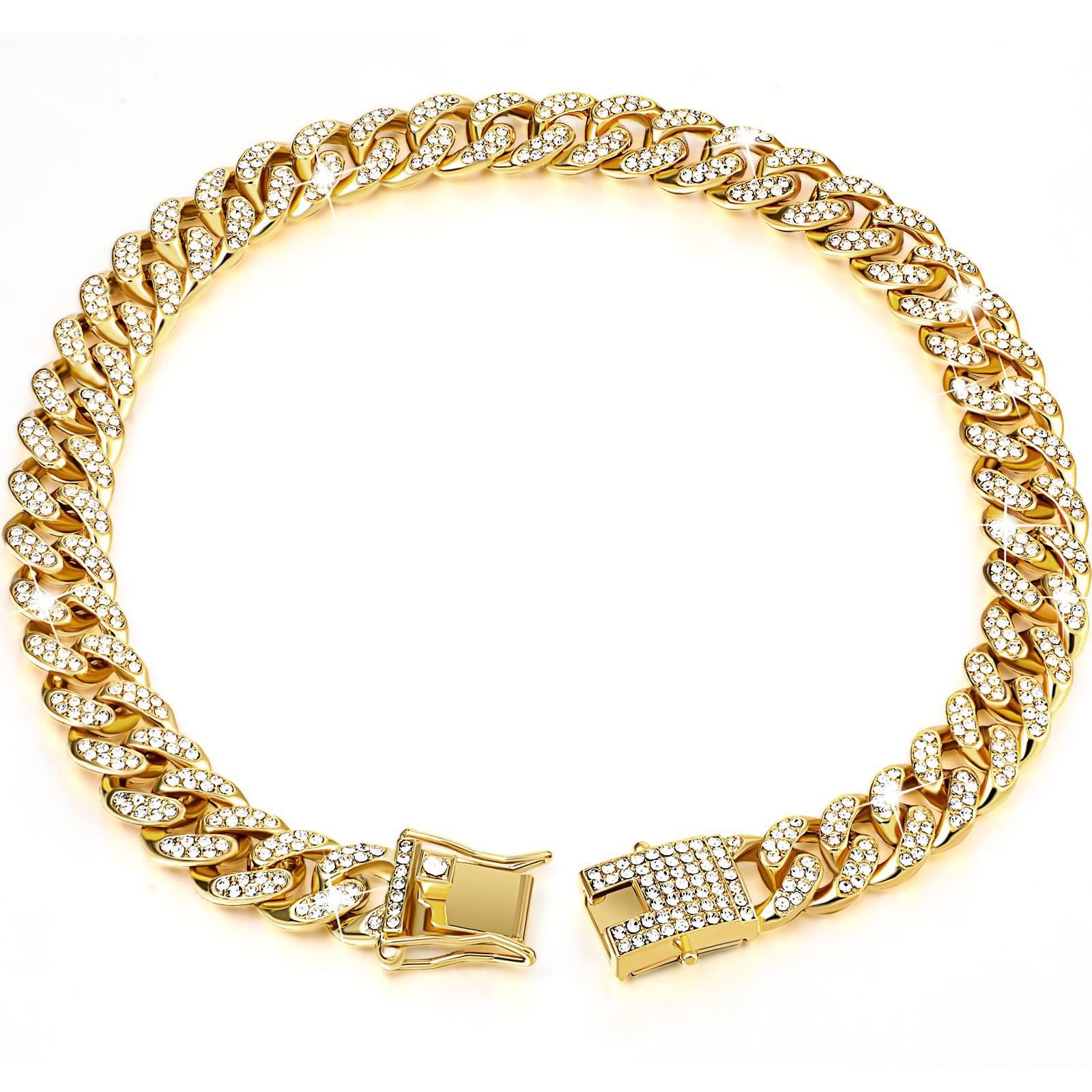 Sparkling Diamond-Studded Cuban Chain Pet Collar – Hip-Hop Bling Necklace for Cats and Small Dogs, Adjustable Fit, Gold, Silver, Rose Gold, or Pink — image 6